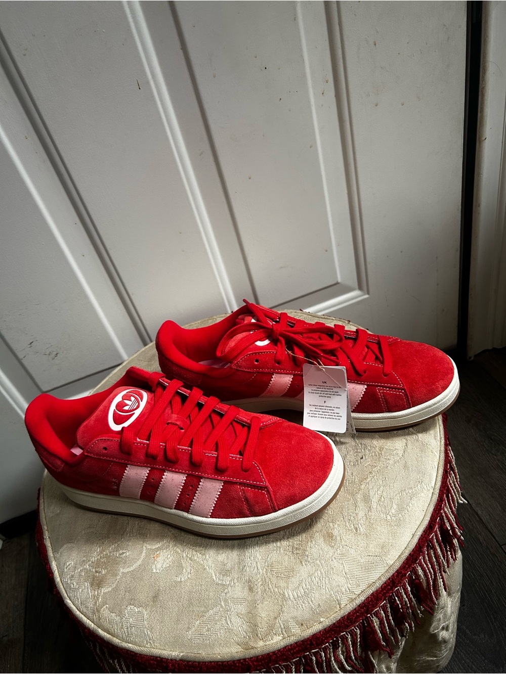 adidas Campus 00S Red Suede Sneakers with Pink Stripes Sz 11